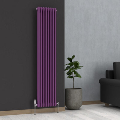B&Q -  Pretty Plum Purple Vertical 3 Column Traditional Radiator 1800mm (H) X 380mm (W)