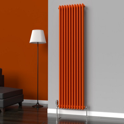 Lux Heat Sunburst Orange Vertical 3 Column Traditional Radiator 1800mm (H) X 470mm (W) from B&Q