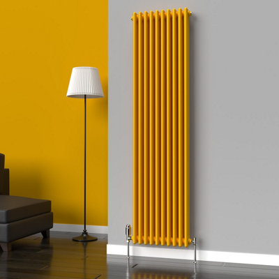 Lux Heat Sunflower Yellow Vertical 3 Column Traditional Radiator 1800mm (H) X 470mm (W) from B&Q