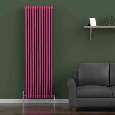 B&Q -  Barbie Pink Vertical 3 Column Traditional Radiator 1800mm (H) X 560mm (W)