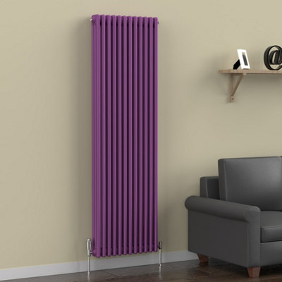 B&Q -  Pretty Plum Purple Vertical 3 Column Traditional Radiator 1800mm (H) X 560mm (W)