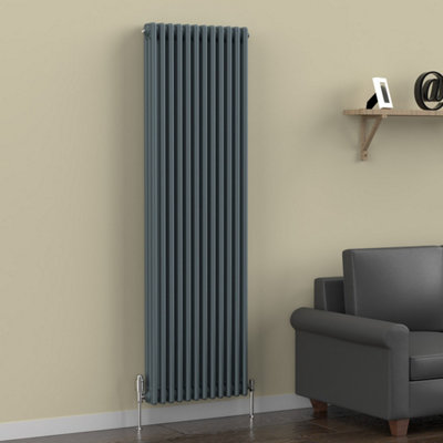 B&Q -  Slate Grey Vertical 3 Column Traditional Radiator 1800mm (H) X 560mm (W)