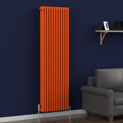 B&Q -  Sunburst Orange Vertical 3 Column Traditional Radiator 1800mm (H) X 560mm (W)
