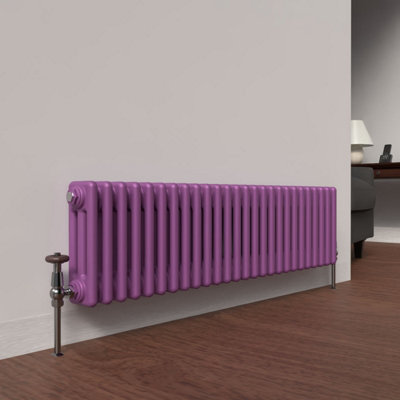 B&Q -  Pretty Plum Purple Horizontal 3 Column Traditional Radiator 300mm (H) X 1190mm (W)