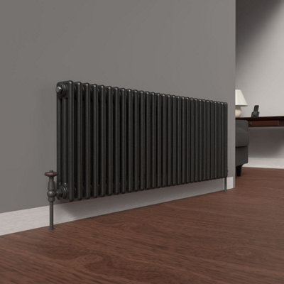 B&Q -  Pewter Horizontal 3 Column Traditional Radiator 500mm (H) X 1370mm (W)