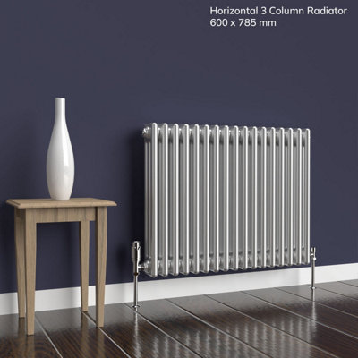 B&Q -  Horizontal 3-Column Radiator Metallic Silver 600mm X 1010mmLux 3Col-600-1010Ms