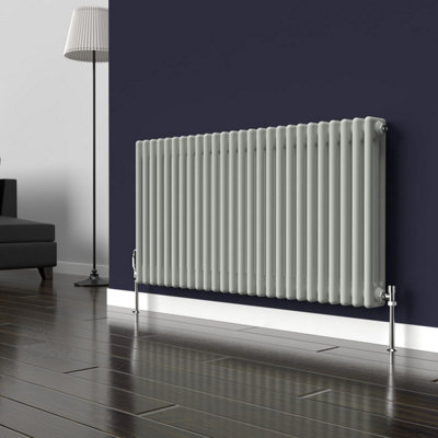 B&Q -  Dove Grey Horizontal 3 Column Traditional Radiator 600mm (H) X 1190mm (W)
