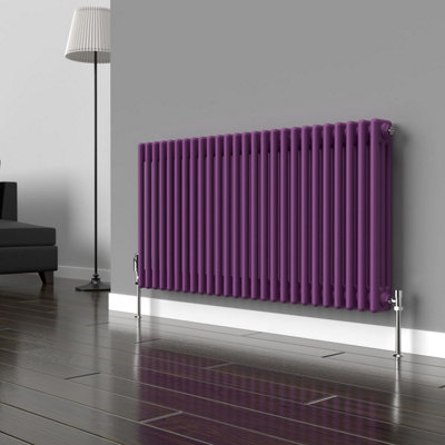 B&Q -  Pretty Plum Purple Horizontal 3 Column Traditional Radiator 600mm (H) X 1190mm (W)