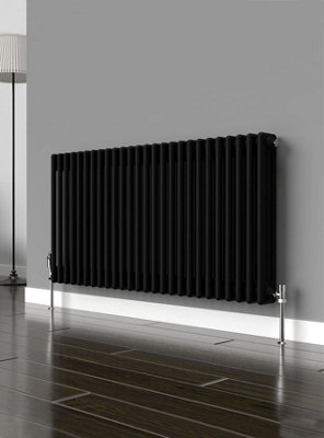 B&Q -  Horizontal Coloured Column Radiator Space Black 600mm X 1190mm 3 Column