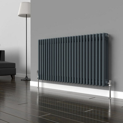 B&Q -  Slate Grey Horizontal 3 Column Traditional Radiator 600mm (H) X 1190mm (W)
