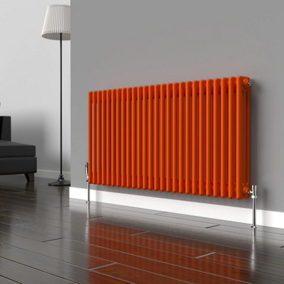 B&Q -  Sunburst Orange Horizontal 3 Column Traditional Radiator 600mm (H) X 1190mm (W)