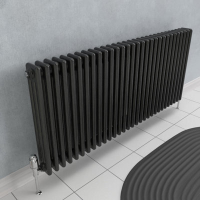 B&Q -  Pewter Horizontal 3 Column Traditional Radiator 600mm (H) X 1370mm (W)