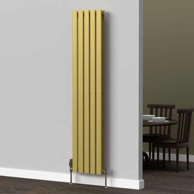 B&Q -  Flat Coloured Vertical Radiator Metallic Gold 1600mm X 350mm Double1080W.