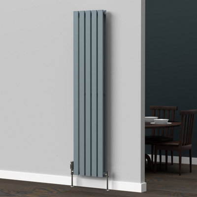 B&Q -  Flat Coloured Vertical RadiatorPebble Grey1600mm X 350mm Double