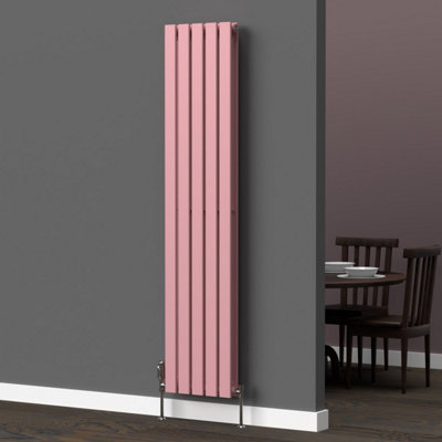 B&Q -  Flat Coloured Vertical Radiator Pastel Pink 1600mm X 350mm Double1080W.
