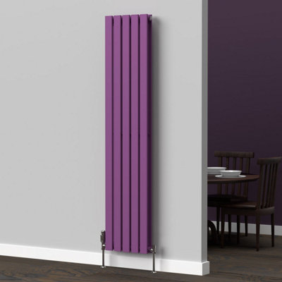 B&Q -  Flat Coloured Vertical Radiator Pretty Plum Purple 1600mm X 350mm Double