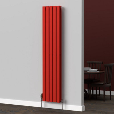 B&Q -  Flat Coloured Vertical RadiatorPoppy Red1600mm X 350mmDouble Panel