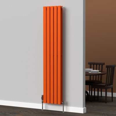 B&Q -  Flat Coloured Vertical Radiator Sunburst Orange 1600mm X 350mm DoubleLux Flat-1600-340D