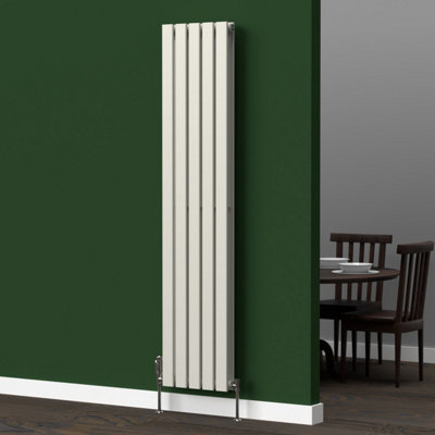 B&Q -  Flat Coloured Vertical Radiator Stone White 1600mm X 350mm Double1080W.