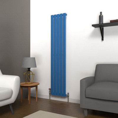 B&Q -  Flat Coloured Vertical Radiator Galaxy Blue 1600mm X 350mm Single Panel
