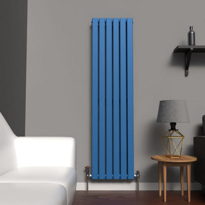 B&Q -  Flat Coloured Vertical Radiator Galaxy Blue 1600mm X 420mm Double Panel