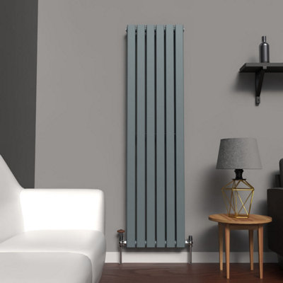B&Q -  Flat Coloured Vertical Radiator Slate Grey 1600mm X 420mm Double Panel