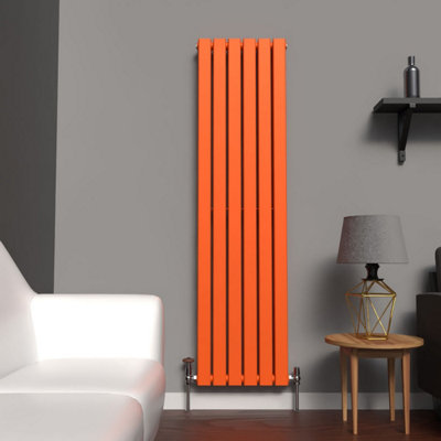 B&Q -  Flat Coloured Vertical Radiator Sunburst Orange 1600mm X 420mm Double Panel.