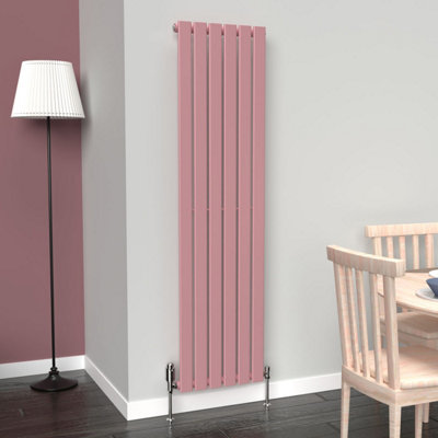B&Q -  Flat Coloured Vertical Radiator Pastel Pink 1600mm X 420mm Single Panel