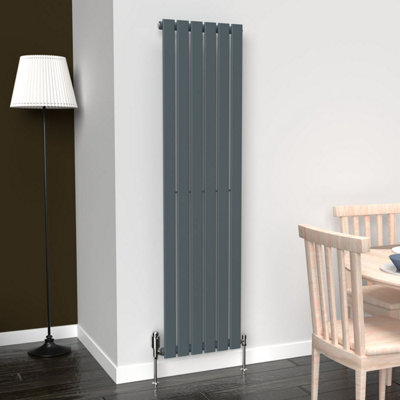 B&Q -  Flat Coloured Vertical Radiator Slate Grey 1600mm X 420mm (Single)