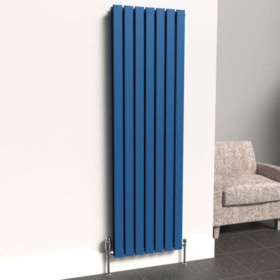 B&Q -  Flat Coloured Vertical Radiator Galaxy Blue 1600mm X 490mm Double1512W (5157 Btu)