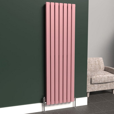 B&Q -  Flat Coloured Vertical Radiator Pastel Pink 1600mm X 490mm Double1512W.