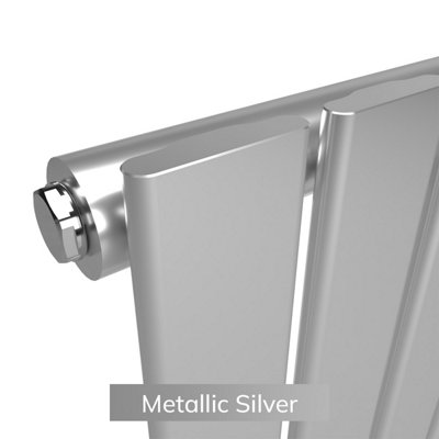 B&Q -  Flat Coloured Vertical Radiator Metallic Silver 1600mm X 490mm (Single)