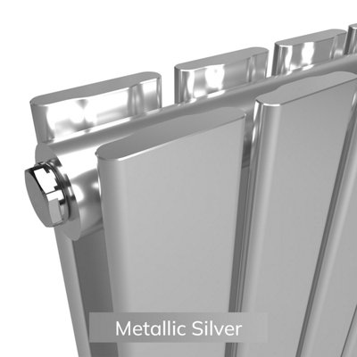B&Q -  Flat Coloured Vertical Radiator Metallic Silver 1600mm X 560mm Double Panel.