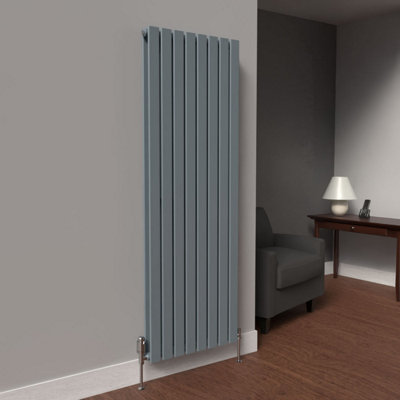 B&Q -  Flat Coloured Vertical Radiator Pebble Grey 1600mm X 560mmDouble Panel