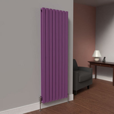 B&Q -  Flat Coloured Vertical Radiator Pretty Plum Purple 1600mm X 560mm (Double)