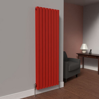 B&Q -  Flat Coloured Vertical RadiatorPoppy Red1600mm X 560mm DoubleLux Flat-1600-550D