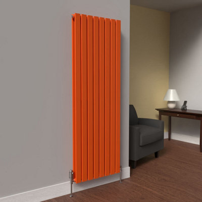 B&Q -  Flat Coloured Vertical Radiator Sunburst Orange 1600mm X 560mm Double1727W.
