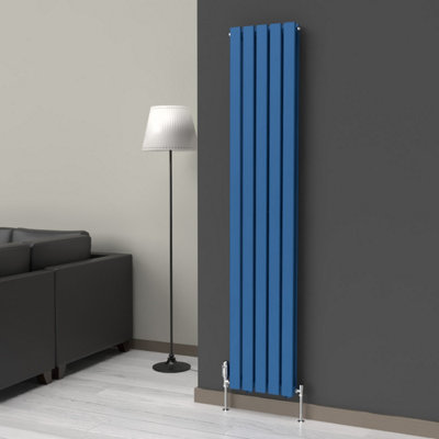 B&Q -  Flat Coloured Vertical Radiator Galaxy Blue 1800mm X 350mm Double Panel.