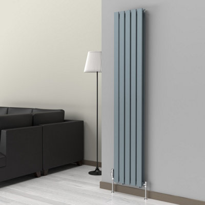 B&Q -  Flat Coloured Vertical Radiator Pebble Grey 1800mm X 350mm Double Panel.