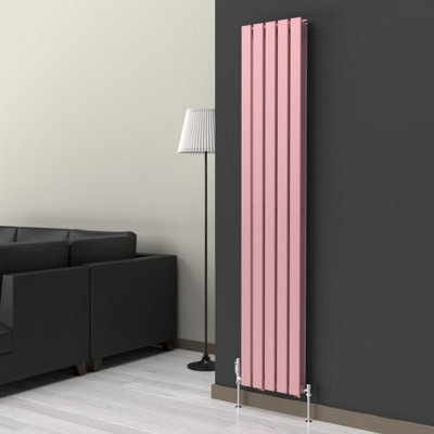 B&Q -  Flat Coloured Vertical Radiator Pastel PinkDouble Panel 1800mm X 350mm.