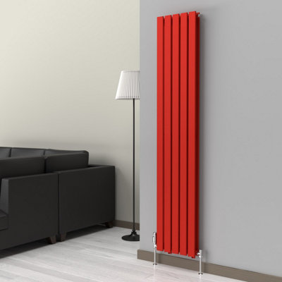 B&Q -  Flat Coloured Vertical RadiatorPoppy Red1800mm X 350mm Double Panel