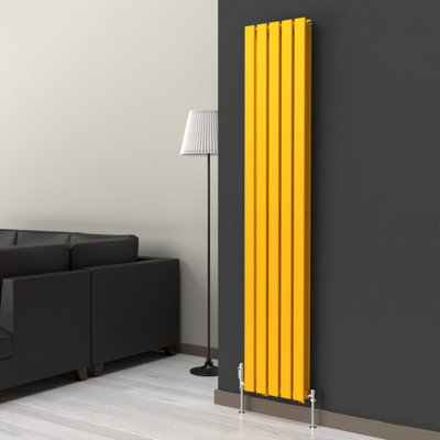 B&Q -  Flat Coloured Vertical Radiator Sunflower Yellow 1800mm X 350mm Double.