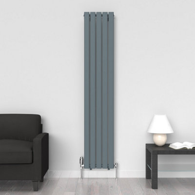 B&Q -  Flat Coloured Vertical Radiator Slate Grey 1800mm X 350mm SingleMild Steel.