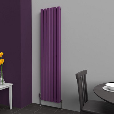 B&Q -  Flat Coloured Vertical Radiator Pretty Plum Purple 1800mm X 420mm Double Panel