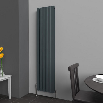 B&Q -  Flat Coloured Vertical Radiator Slate Grey 1800mm X 420mm Double1451W (4952 Btu)