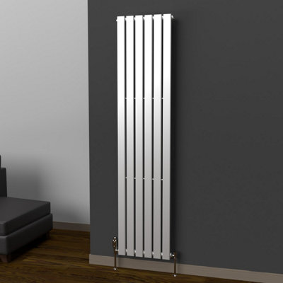 B&Q -  Flat Coloured Vertical Radiator Metallic Silver 1800mm X 420mm (Single)