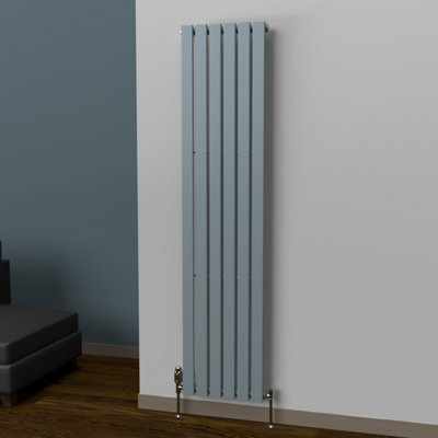 B&Q -  Flat Coloured Vertical Radiator Pebble Grey1800mm X 420mmSingle Panel Vertical Radiator