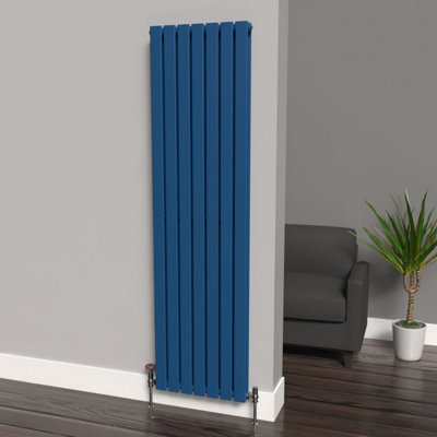 B&Q -  Flat Coloured Vertical Radiator Galaxy Blue 1800mm X 490mm Double1693W (5778 Btu)