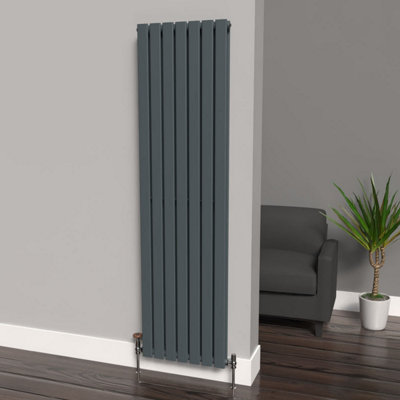 B&Q -  Flat Coloured Vertical Radiator Slate Grey 1800mm X 490mm Double Panel