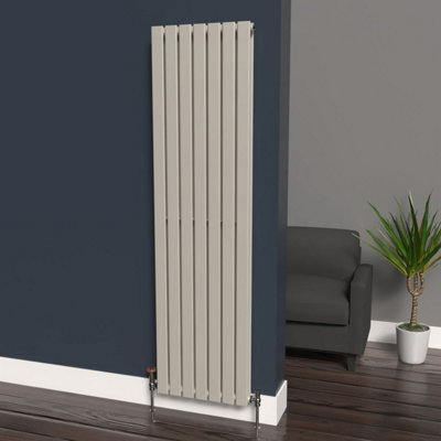 B&Q -  Flat Coloured Vertical Radiator Stone White 1800mm X 490mm DoubleMild Steel